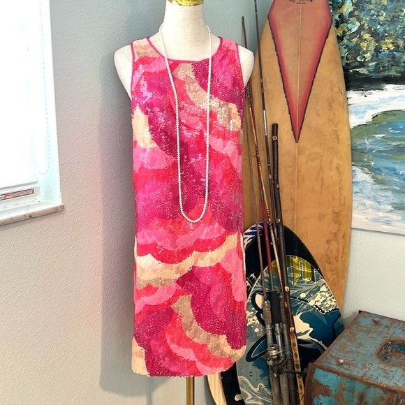 NWT (Heavy)Trina Turk,Vibrant Sequined Dress, Key Hole Closure, Stunning, Size 6 - Picture 3 of 10